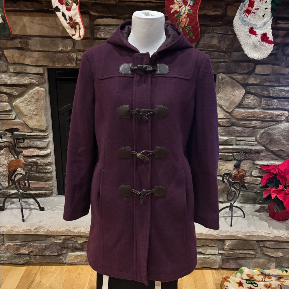 L.L. Bean Women’s Purple Duffle Coat 100% Wool Size 6P
